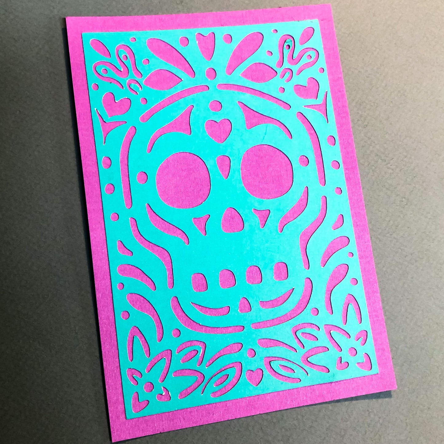 Blue Skull Papel Picado Card