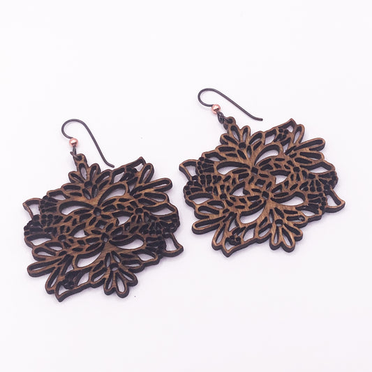 Brown Lace Flower Earrings