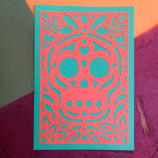 Red Skull Papel Picado Card